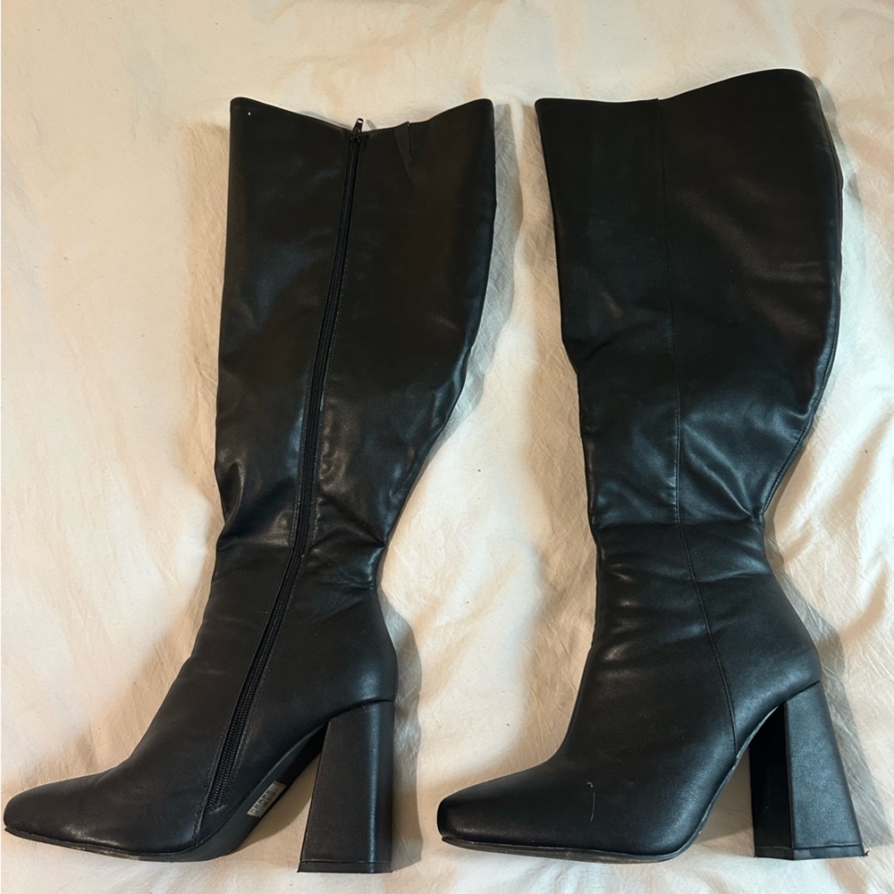Extra wide calf knee high boots heels
